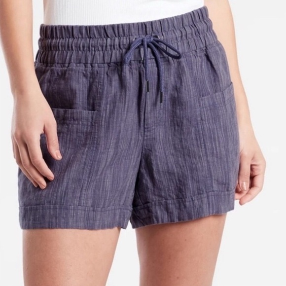 ATHLETA CABO 100% LINEN CHINO TEXTURED 4" SHORT 24 BLUE - Picture 1 of 7